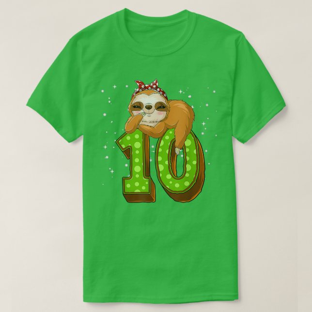 T-shirt 10 Ans Sloth 10e Anniversaire Girl Party Cute Sl (Design devant)