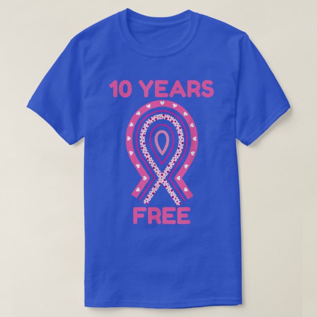 T-shirt 10 ans survivant au cancer du sein Pink Hearts Rub (Design devant)