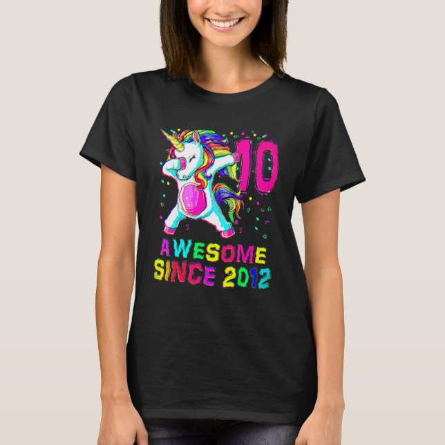 T-shirt 10 ans Unicorne Dabbing 10e anniversaire fille Uni (Devant)