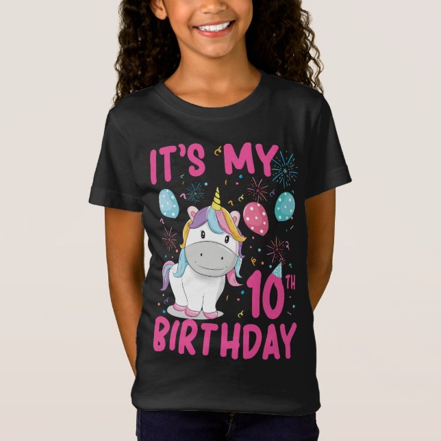T-Shirt 10 Ans Unicorne Flossing 10e Anniversaire fille  (Devant)