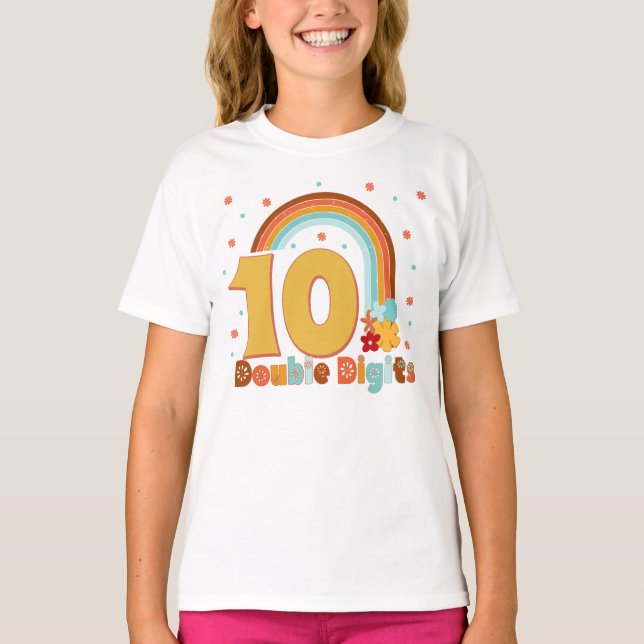 T-shirt 10 Chiffres doubles Anniversaire Fille Super Parti (Devant)