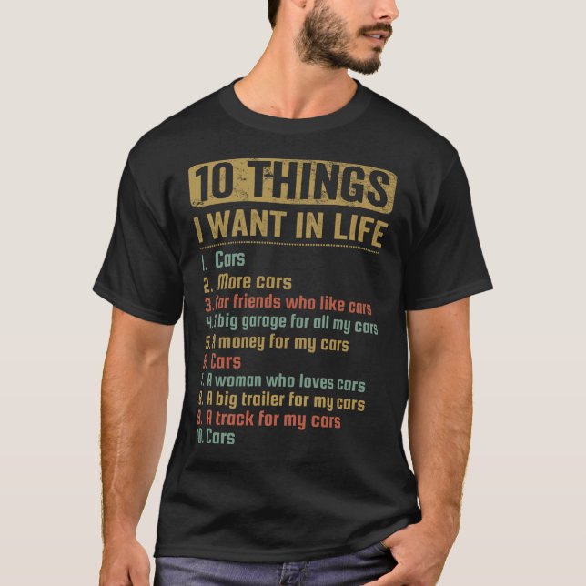 T-shirt 10 choses que je veux dans la vie (Devant)