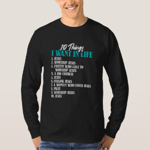 T-shirt 10 choses que je veux dans la vie Jésus catholique
