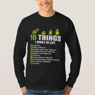 T-SHIRT 10 CHOSES QUE JE VEUX DANS MA VIE TURTLE AMOUREUX