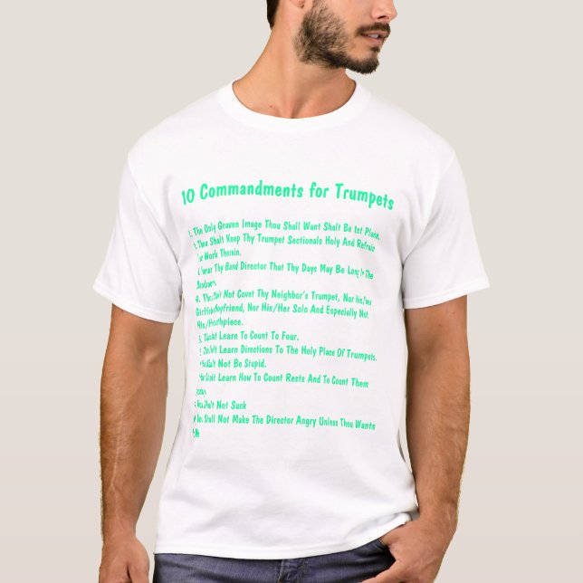 T-shirt 10 commandements pour des trompettes (Devant)
