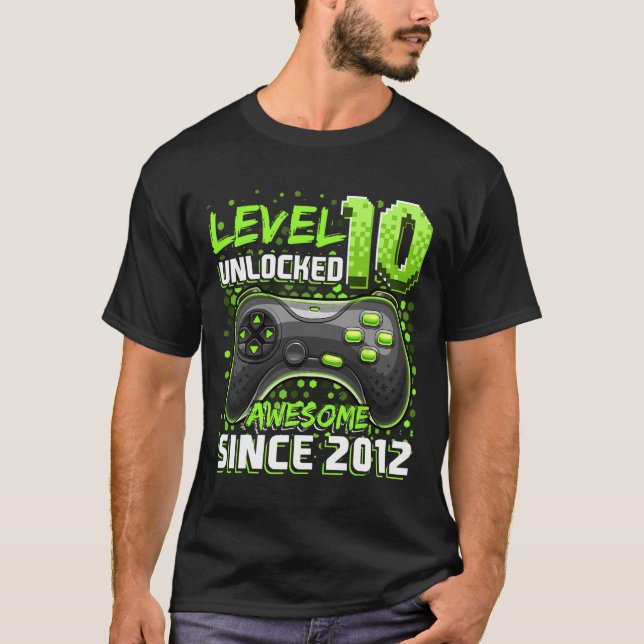 T-shirt 10 Déverrouillé Awesome 2012 jeu vidéo 10e anniver (Devant)