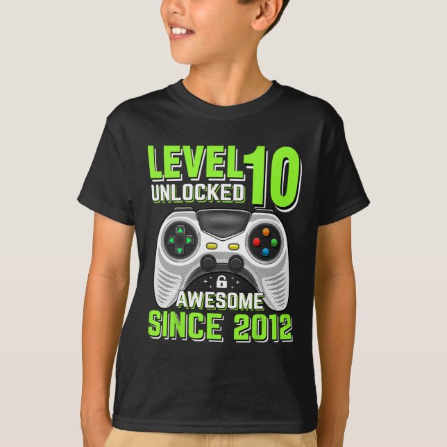 T-shirt 10 Déverrouillé Awesome 2012 jeu vidéo 10e anniver (Devant)