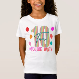 T-Shirt 10 Dix Chiffres Double Anniversaire Fille Fête