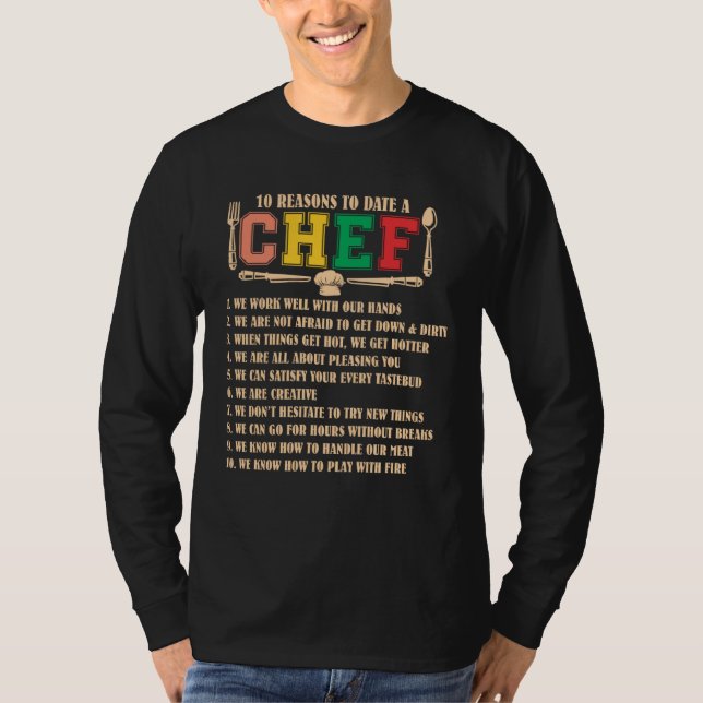 T-shirt 10 Reasons To Date A Chef  Chief Cook Retro Culina (Devant)