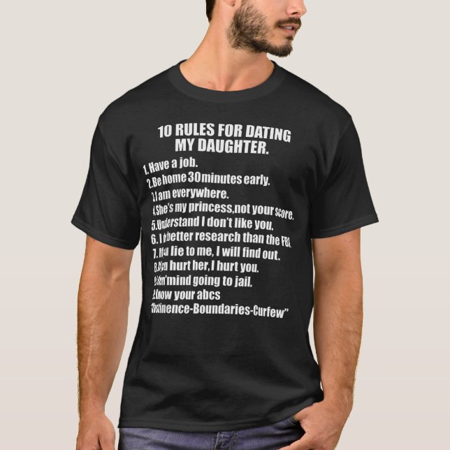 T-shirt 10 Règles pour Sortir avec Ma Fille Papa Surprotec (Devant)