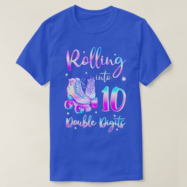 T-shirt 10 Years Old Birthday Girl Rolling Into 10th Doubl (Design devant)