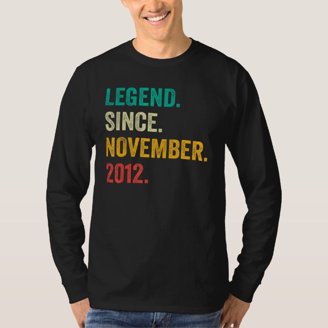 T-shirt 10 Years Old  Legend Since November 2012 10th Birt (Devant)