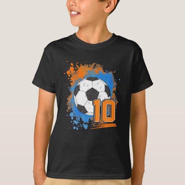 T-shirt 10e anniversaire 10 ans balle de football (Devant)