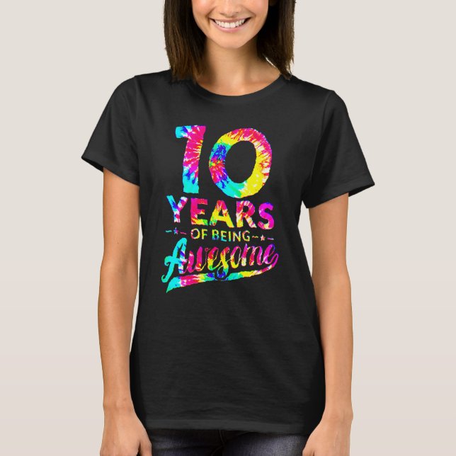 T-shirt 10e anniversaire 10 ans teinture teint Ancien Homm (Devant)