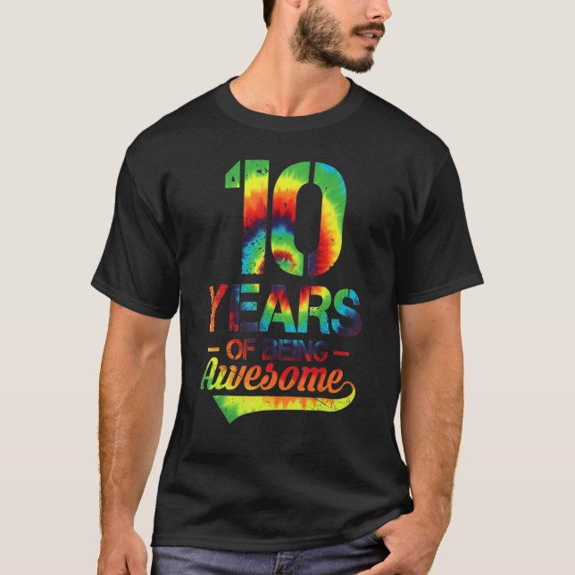 T-shirt 10e Anniversaire 10 Ans Tie Dye 10 Ans De Bei (Devant)