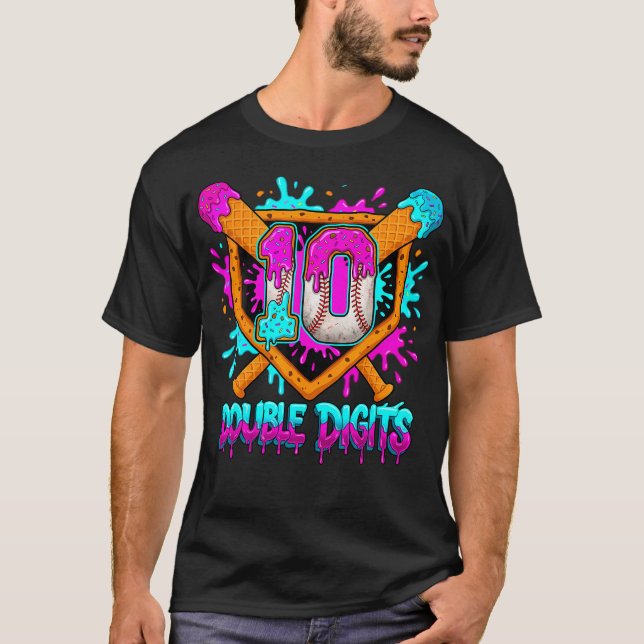 T-shirt 10e anniversaire à double chiffres Baseball Drip 1 (Devant)