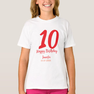 T-shirt 10e anniversaire ajouter nom date année rouge modè