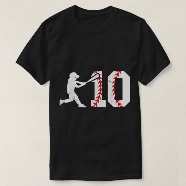 T-shirt 10e Anniversaire Baseball Grand Nombre Dix 10 ans (Design devant)