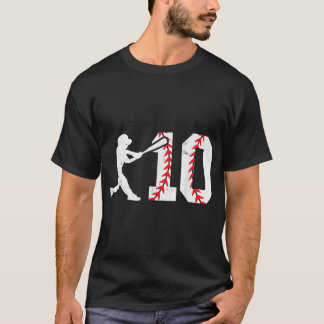 T-shirt 10e Anniversaire Baseball Grand Nombre Dix 10 ans