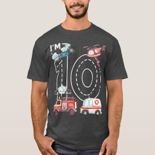 T-shirt 10e anniversaire Camion d'incendie Ambulance voitu
