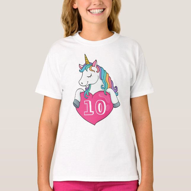 T-shirt 10e Anniversaire Cute Unicorn Cadeau Anniversaire  (Devant)