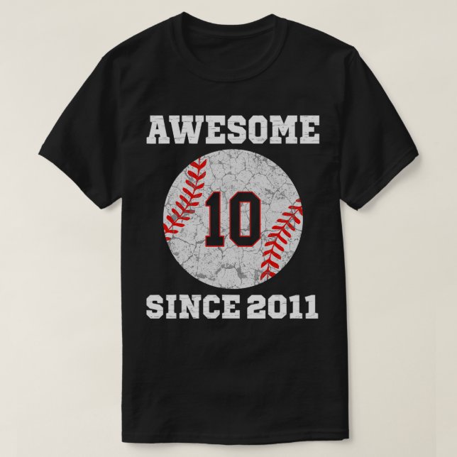 T-shirt 10e Anniversaire de baseball Lover Cadeau 10 Ans V (Design devant)