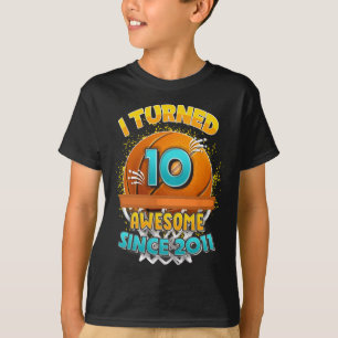 T-shirt 10e anniversaire de basket-ball J'ai tourné 10 ans