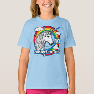 T-shirt 10e anniversaire de l'enfant Rainbow Unicorn Aujou