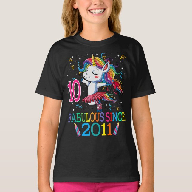 T-shirt 10e anniversaire de l'Unicorn fabuleux depuis 2011 (Devant)