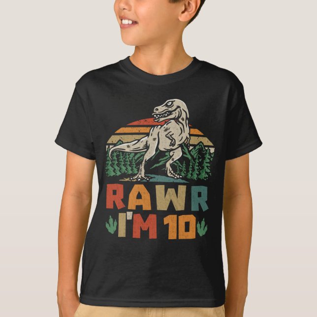 T-shirt 10e anniversaire Dinosaur T Rex Rawr J'ai 10 ans p (Devant)