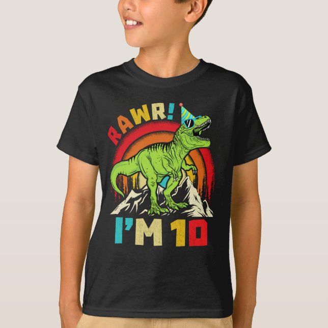 T-shirt 10e anniversaire Dinosaur T Rex Rawr J'ai 10 ans p (Devant)