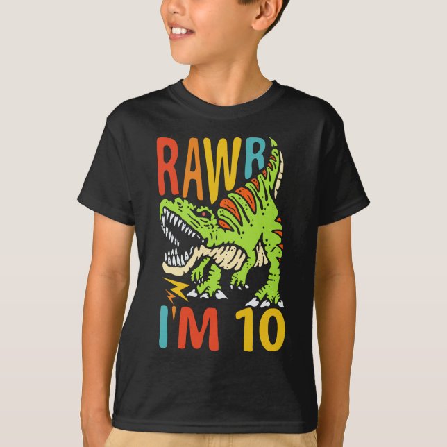 T-shirt 10e anniversaire Dinosaur T Rex Rawr J'ai 10 ans p (Devant)