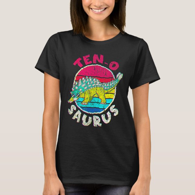 T-shirt 10e anniversaire Dix O Saurus I Ankylosaurus I Fam (Devant)