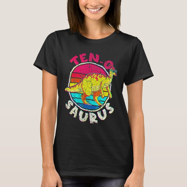 T-shirt 10e anniversaire Dix O Saurus I Parasaurolophus Fa (Devant)