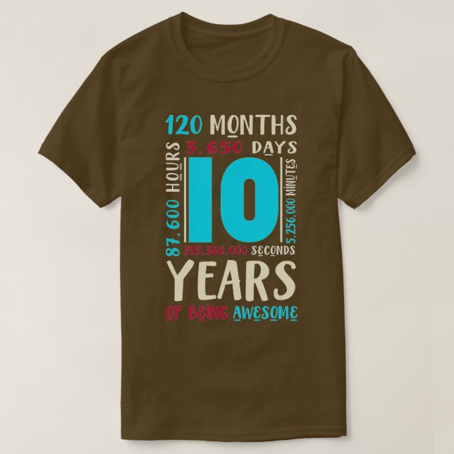 T-shirt 10e anniversaire Enfants Dix cadeau pour garçons d (Design devant)