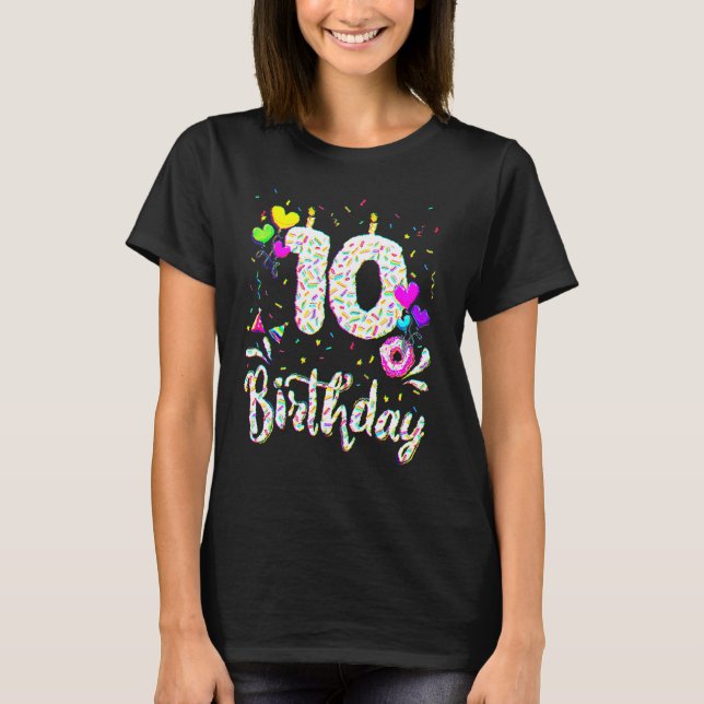 T-shirt 10e anniversaire fille 10 ans Anniversaire Doughnu (Devant)