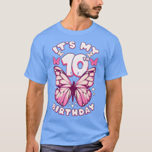 T-shirt 10e anniversaire fille 10 ans papillons et nombre
