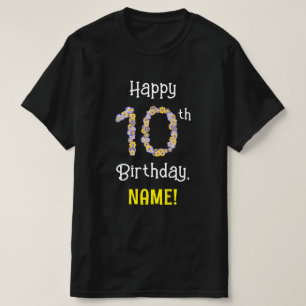T-shirt 10e anniversaire : Fleurs florales Numéro "10" + N