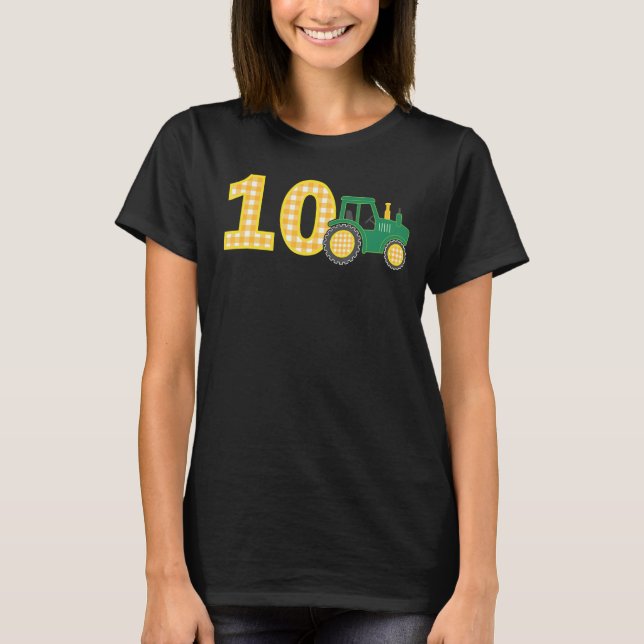 T-shirt 10e anniversaire garçon 10 ans ferme Tracteur de c (Devant)