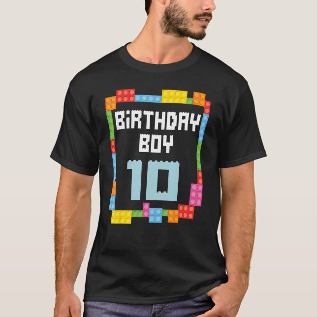 T-shirt 10e anniversaire Garçon maître constructeur 10 ans (Devant)