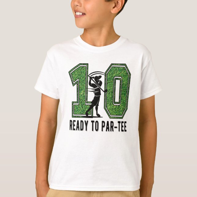 T-shirt 10e anniversaire Gift Joueur de golf 10 ans Garçon (Devant)