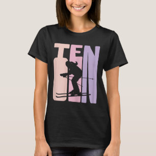 T-shirt 10e anniversaire Girl Retro Ski Lover Skier 10 ans