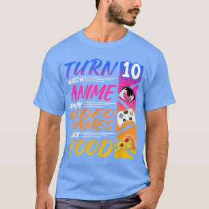 T-shirt 10e anniversaire I Manga I Joueur I Pizza Kawaii d