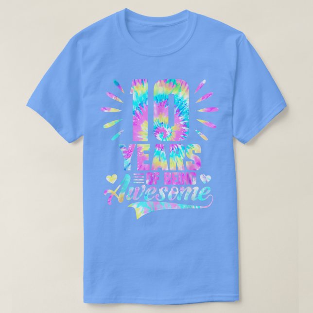 T-shirt 10e anniversaire Idée cadeau Cravate-Dye 10 ans d' (Design devant)