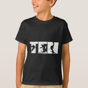 T-shirt 10e anniversaire Retro Ski Ski 10 ans Garçons Gi