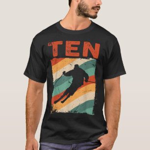 T-shirt 10e anniversaire Retro Ski Ski 10 ans Garçons Gi