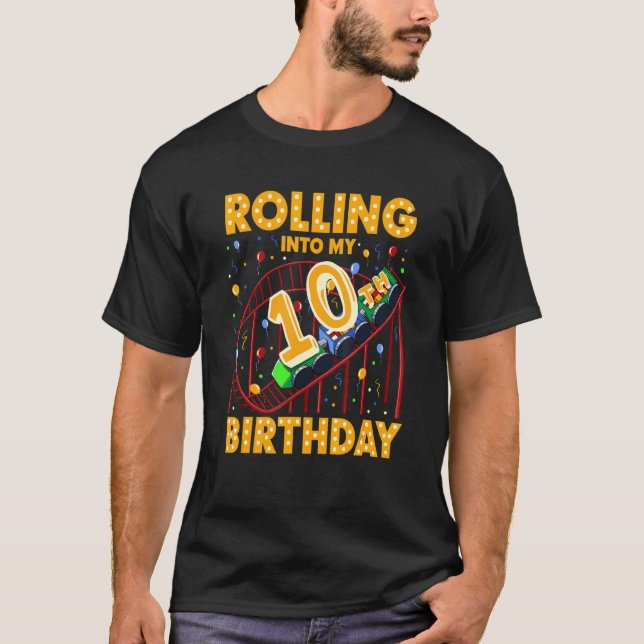 T-shirt 10e anniversaire Rollercoaster Amusement Park Boy  (Devant)
