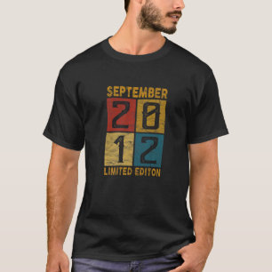 T-shirt 10e Anniversaire Septembre 2012 Né En 2012 10 Ans