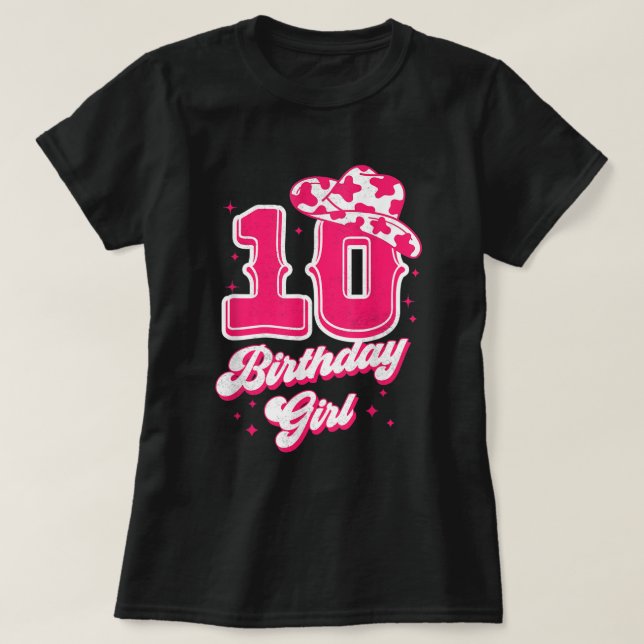 T-shirt 10e anniversaire tenue fille 10 ans Rodéo Wester (Design devant)