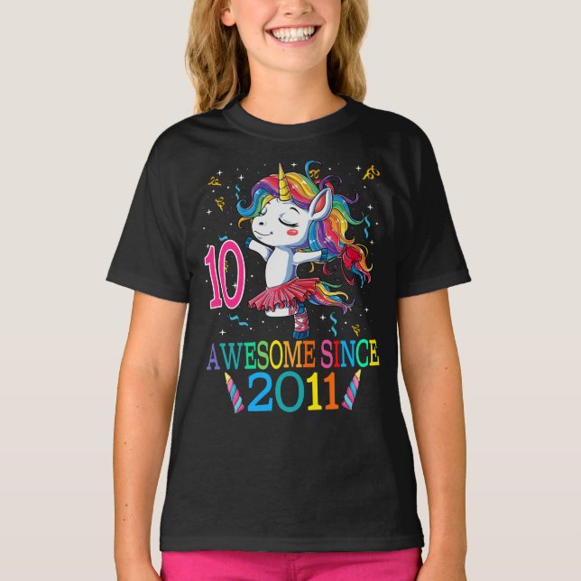 T-shirt 10e anniversaire Unicorn stupéfiant depuis 2011 (Devant)